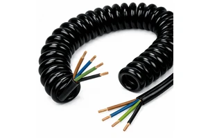 4-Core 18/16/14AWG TPU/PU Insulated Copper Coiled Cable IP65 Rated Spiral Cable for Industrial Auto Motor Winding Applications