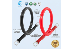 M10 2AWG L25cm Battery Cable Set for Automobile Electronic Devices Solar Marine Motorcycle-High Gauge Copper Power Inverter Wire