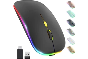 Ultra Slim RGB Lighting Wireless Mouse Dual Mode BT Rechargeable for Gaming on Desktop Laptop Tablet-No MOQ