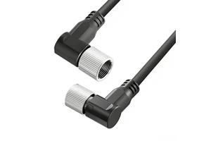 Industrial Power M12 A-Coded 4-Pin Angled Cable Female Open Wire Connection for Sensor/Actuator PLC I/O