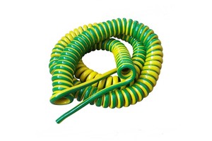 Customized 3m Single Core 2.5mm2 Yellow Green Spiral Power Cable PU Jacket