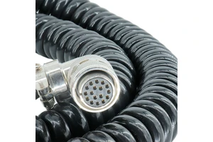17 Pin Spiral Cable Aviation Connector WS28 Electric Industrial Power Supply Connector LED Coiled Right Angle Cable