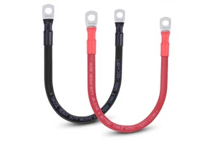 6 AWG Flexible 600V Uninsulated Battery Cable 5/16" Terminals OFC Pure Copper Inverter Welding Automotive Solar RV Motorcycle