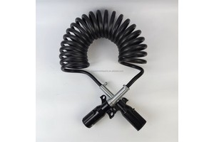 Factory Wholesale New High-quality 4.5M 7 PIN Spiral Cable Trailer Power Cable Black Green for Heavy Duty Truck