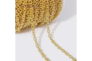 High Quality 18K Gold Plated 4.7MMx6MM Metal Textured Cable O Shape Spool Chains for DIY Jewelry Making Excellent Cable Findings