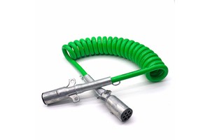 7 Way Trailer Coiled Electrical ABS Cable Wire Semi Trailer Light Extension Spring Power Cord 12ft 15ft for Tractor HGV