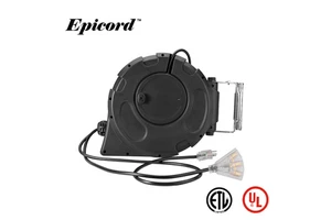 Heavy Duty 15A 10AWG Industrial Extension Cord Reel 50 Ft Automatic Retractable 3 Prong Electric Cable for Garage Workshop