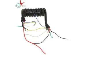 Customized 2 to 20 Cores PUR Spiral Wire Curly Spring Stretched Charging Cable Cords Coiled Cable for Machines, Trailers Ext.