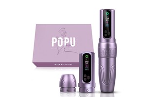 POPU Diva Wireless PMU Tattoo Machine Adjustable Stroke 2.0-3.5mm Coreless Motor OLED Screen RCA Type-C Permanent Makeup Pen