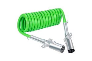 Oem 7-core Coiled Trailer Wire 15ft 12v/24v Abs Power Coil Heavy-duty Semi-trailer Cable Power Cord Green
