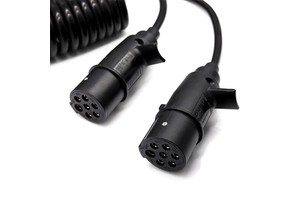 Retractable Spiral Electrical Cord Truck Trailer ABS/EBS Coiled Power Cable With 7 Pin Connectors
