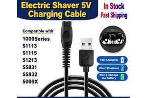 5V USB 1.8 Millimeter Hole Diameter Charging Cable Cord Compatible With Electric Shaver S1113 S1112 S1213 S5831 PQ888