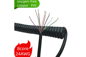 Custom Length Coiled Retractable Cable 8 Core 24AWG 0.2mm² Spiral Spring Cable Signal Wire for EV/Smart Home/Beauty Devices RoHS