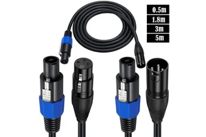 Pro DJ PA Gig Stage Microphone Mic 3 Pin Connection Speakon to XLR Audio Jack Speak-On Male to XLR Female Male Extension Cable