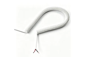 2-core Flexible 0.75mm2 White Pure Copper TPU Spiral Cable Resistant Spring Wear-resistant Cord