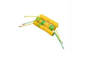 KaiMei RVUT-009 PUR Yellow Green Spiral Cable Copper Conductor PVC Insulation Oil Resistant -40 +85 Electrical Equipment