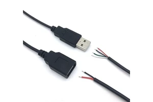 USB 2.0 A Type Male To 4 Wires Open Cable With Braid Shield 3A Fast Charging For Camera And Computer
