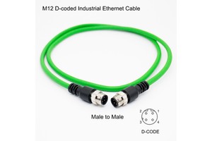 M12 4 Pin D-Coded Shielded Cable PVC PUR Custom Length 1M 2M 3M 5M 10M Industrial Ethernet Sensor Cable for Automation Equipment