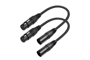 3 Pin XLR Male 5 Pin XLR Female DMX Cable Heavy Duty Oxygen Free Copper Conductor Gold Plated Connectors 0.3M for Stage Lighting