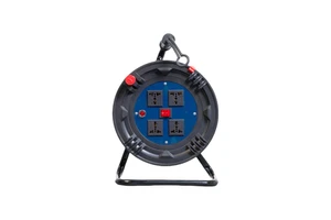 4 Socket SJTW Cable Reel Extension Cord 20M 3000W 16A 3x1mm2 Without Earthing IP44 PVC Jacket Industrial Power Reel