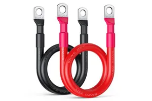 Battery Cable, 6 AWG Battery Cables with Terminals, 12 Inch Tinned Copper Power Inverter Cables