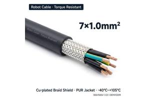 CE UL ISO9001 Torque-Resistant Robot Cable 7x1.0 PUR Copper Braided -40~105°C 300/500V Anti-Torsion OEM LIBIN