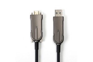 USB 3.0 to Type-C Fiber Optic Extension Data Cable, Locking High-Speed Cable for Industrial Cameras & Webcams