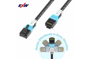 Industrial Grade Shielded Slim Ethernet Cable 180° Rotating Plug UL CE RoHS REACH Approved Patch Cords