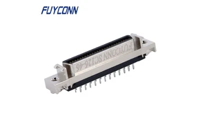 Mini D Ribbon MDR PCB Straight 1.27mm SCSI Connector W/ Zinc Alloy Shell, SCSI Female 50pin Servo Connector