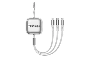 Hot Sale High Quality 1.2m Retractable 3 in 1 Charging Cable USB Car Charger with Retractable Cable for Mobile Phone