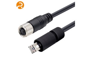 M12 4 Pin Male RJ45 Male Industrial Network Cable Aluminum Conductor PE Waterproof Shielded Harness for Automation Sensor Camera