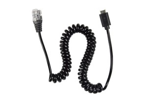 2m Black Spiral Cable 4p4c 24awg Rj11 to USB C Cable
