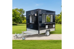 New 3 Meters Mobile 4-Wheel Tow Bar Trailer Aluminum Fiberglass Construction For Fast Food Snack Food Service Dining Car