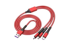 Universal 3-in-1 Braided Nylon USB Type-C 1.2M Durable Fast Charging Data Cable for iPhone & Camera