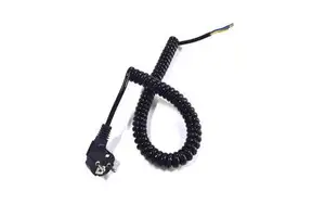 European CEE7 EU Plug to Open End Spiral Coiled Wire Cable Spiral Power Cable Electrical Coil Cables