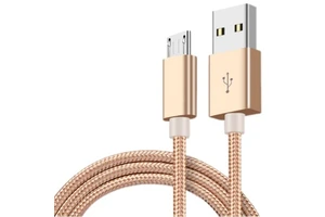 Luxury Gold Nylon USB Data Cable Fast Charging Pure Copper for IOS Mobile Phones and Computers Micro to USB