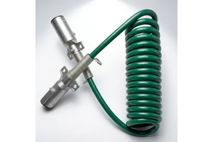 7 Way Trailer Cord With 7Pole Trailer Plug ABS Electrical Power Cord Heavy Duty Green Straight Power Wire Cable for Semi Trucks