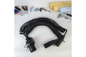 New Seven Core Heavy Duty Trailer Truck Cable Telescopic Spiral 7 Pin Connector Black Green 28T Max Payload