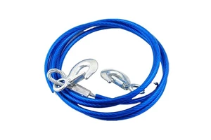 TRANRICH 4 Meters Car Trailer Rope 5 Tons Steel Wire Trailer Safety Towing Cables Emergency Towing Rope with Safety Hook
