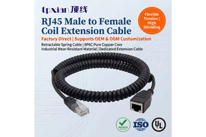Custom Length RJ45 Spiral Cable Male to Female Ethernet Extension Cable Industrial Grade FTP UTP Spring Patch Cord