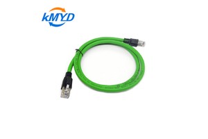 Custom Industrial Ethernet Cable Copper Core Green Network Patch Cord 100mm PVC Jacket Industrial Communication Cable