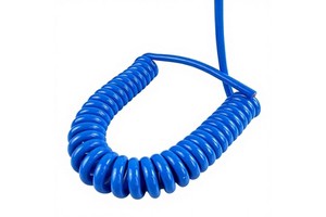 Spiral Spring Wire 2/3/4 Core 1.5 Square Spiral Cable Pure Copper Oil-Resistant Spiral Blue PU Retractable Tensile Power Cord