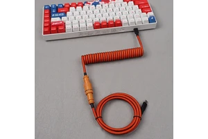 GX16 aviator Type C to C Coiled Keyboard Cable Spiral Cable Keyboard Coiled Usbc Keyboard Data Cable