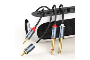 CableCreation Dual 1/4 Inch TS to Dual RCA Stereo Audio Interconnect Cable for Speaker Telephone Microphone & DVD Player
