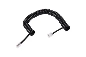 Black Spring Coiled Spiral 4P4C 24awg RJ11 Telephone Handset Cable Wire