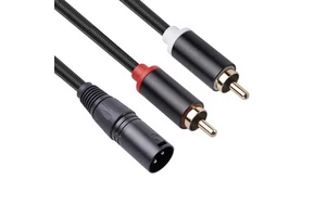 1 M/2 m Lotus Audio Line Shielded Gold Plated Plug Three-Core Cannon Rotary Double RCA Male Bare Copper Conductor Model