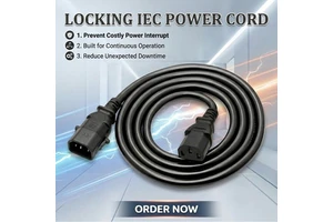 CE UL Listed Locking IEC C13 C14 Secure Connection Jumper Power Extension Cable For High Density Server Rooms