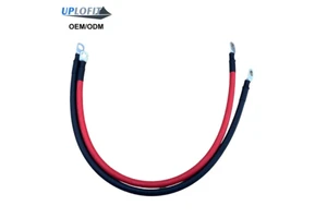 4 Gauge EVR Stranded Copper Industrial Marine Battery Jumper Cable 24 Inch Red Black Pair 4-3/8" Copper Ring Terminals 1500V