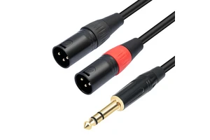 Hot Sale 1/4 TRS to Dual XLR Male 1-to-2 Mixer Audio & Video Connection Cable with PVC Jacket Hot Selling Stereo 6.35