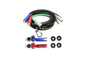 Green 12FT 7 Way Coiled Electric Cable Trailer Heavy Duty Power Cable Semi Truck Tractors Electric Trailer Parts Accessories
